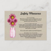 麻袋ピンクの花模様のメイソンジャー 安全対策 エンクロージャーカード (正面)