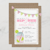 麻袋風ピンクレモネード&ライムのお披露目会 + ご覧ください 招待状 (正面/裏面)