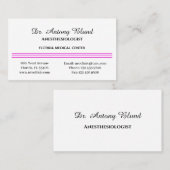 麻酔専門医シンプルピンクビジネスカード 名刺 (正面/裏面)