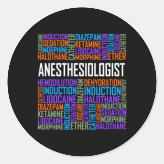 麻酔専門家単語麻酔医 ラウンドシール (正面)
