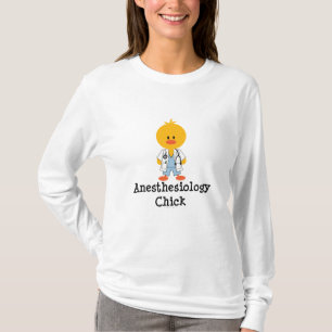 麻酔科学のひよこの長袖のティー Tシャツ