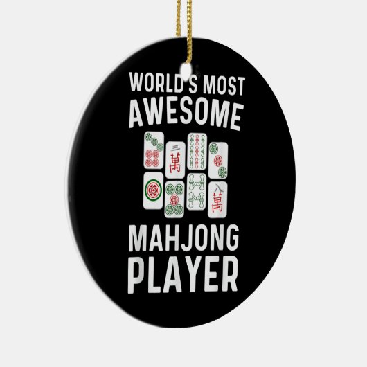 麻雀おもしろいギフト女子男性へタイルゲーム愛好家 セラミックオーナメント (右)