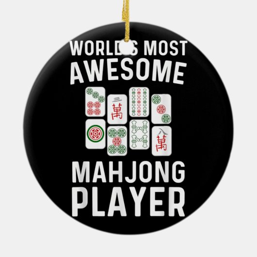 麻雀おもしろいギフト女子男性へタイルゲーム愛好家 セラミックオーナメント (裏面)