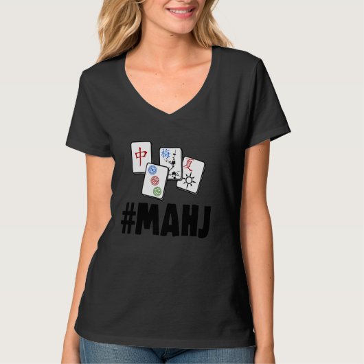 麻雀おもしろいティー女子ゲーム Tシャツ (正面)