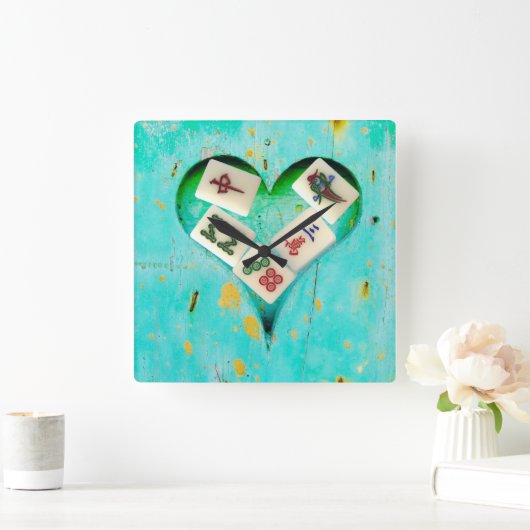 麻雀が私のハートの素朴な時計を満たす スクエア壁時計 (ホーム)