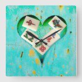 麻雀が私のハートの素朴な時計を満たす スクエア壁時計 (正面)