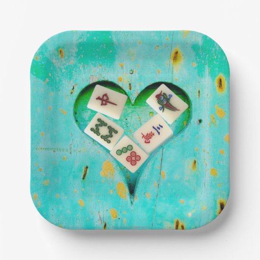 麻雀が私のハート紙プレート ペーパープレート (正面)