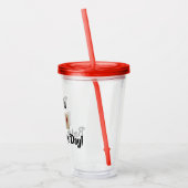 麻雀とタンブラー – 赤いドラゴンタイル アクリルタンブラー (左)