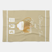 麻雀とティーカップのキッチンタオル キッチンタオル (横)