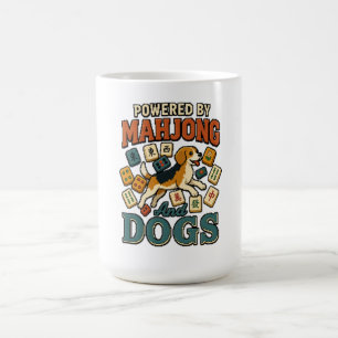 麻雀とビーグルに魅せられて: ピクセルアートの犬好きデザイン コーヒーマグカップ