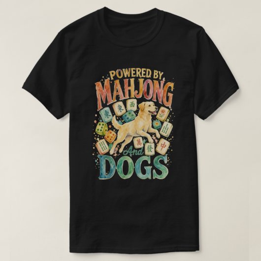 麻雀と犬のウォーターカラーラブラドールでパワーを Tシャツ (デザイン正面)