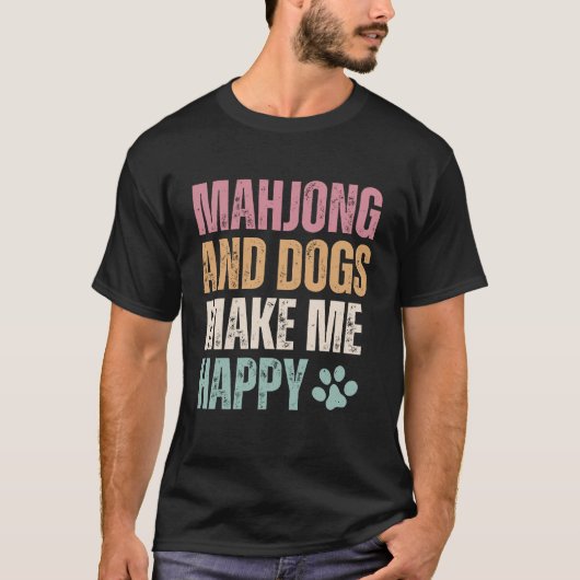 麻雀と犬は私を幸せにするおもしろい Tシャツ (正面)