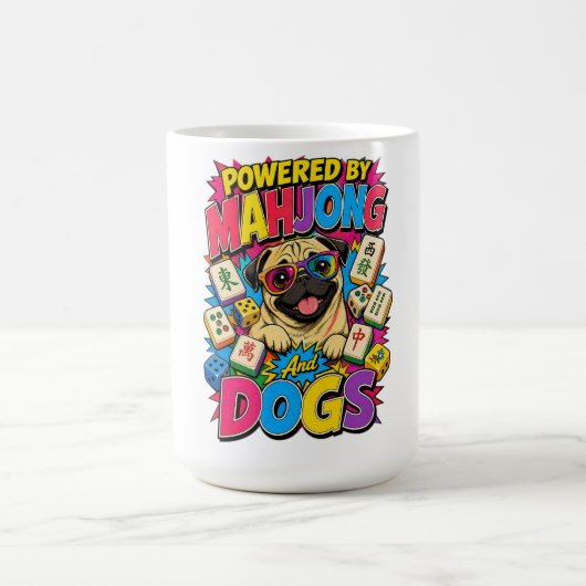 麻雀と犬好きのための面白いパグのポップアートギフト コーヒーマグカップ (中央)