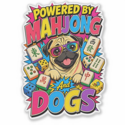 麻雀と犬好きのための面白いパグのポップアートギフト シール (正面)