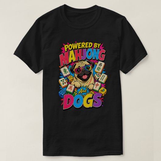麻雀と犬好きのための面白いパグのポップアートギフト Tシャツ (デザイン正面)