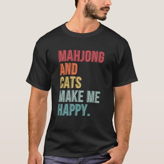 麻雀と猫が幸せになおもしろいる Tシャツ (正面)