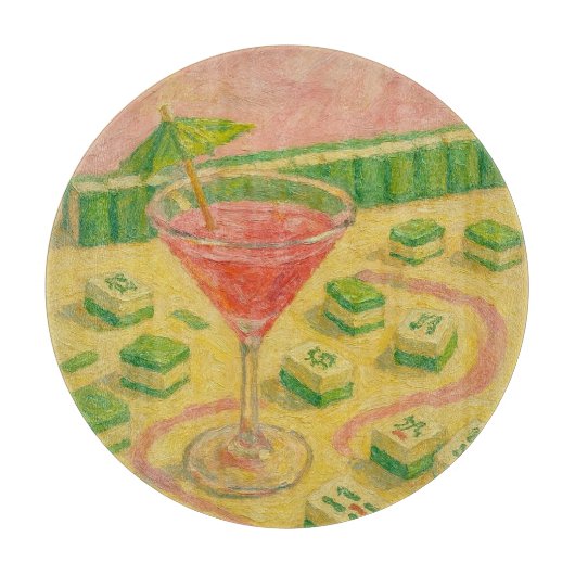 麻雀のシックな絵画カクテル カッティングボード (正面)