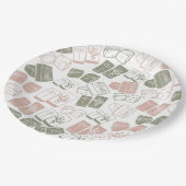 麻雀のタイルとサイコロのピンクとカーキ ペーパープレート (アングル)