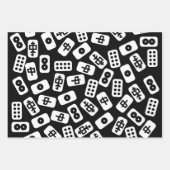 麻雀のタイルは白いピンク、茶色、黒 ラッピングペーパーシート (正面2)