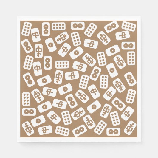 麻雀のタイルは茶色に白いパターン スタンダードランチョンナプキン (正面)