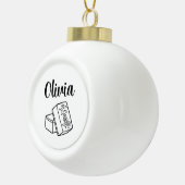 麻雀の名前またはモノグラム セラミックボールオーナメント (右)