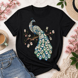 麻雀の孔雀のタイル 鳥 エレガント Tシャツ
