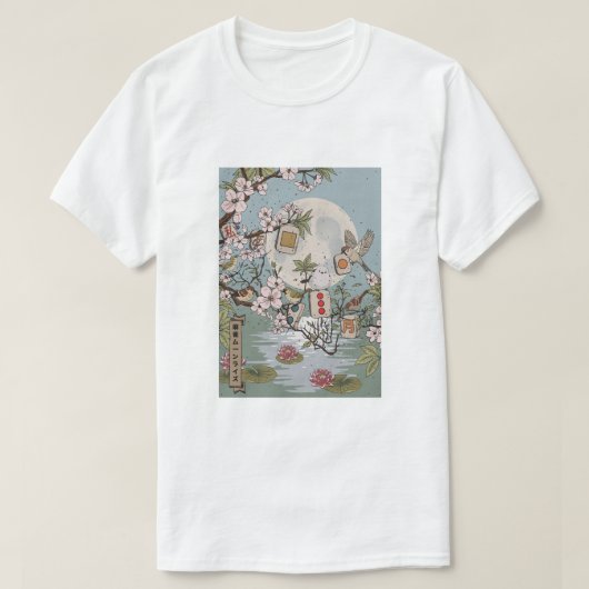 麻雀の月明かり Tシャツ (デザイン正面)