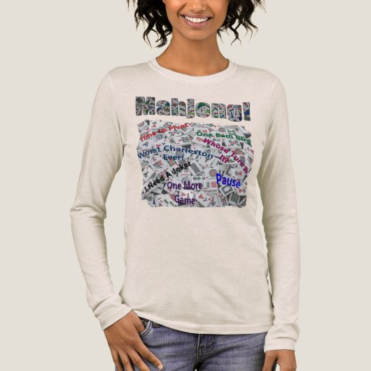 麻雀の格言 女性用長袖Tシャツ トライブレンドTシャツ (正面)