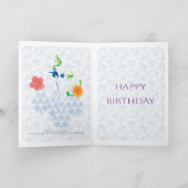 麻雀の花の誕生日カード サンキューカード (内部)