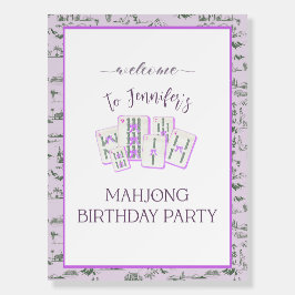 麻雀の誕生日パーティーのサイン、紫のトイル