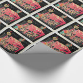 麻雀の赤いテーブル ラッピングペーパー (角)