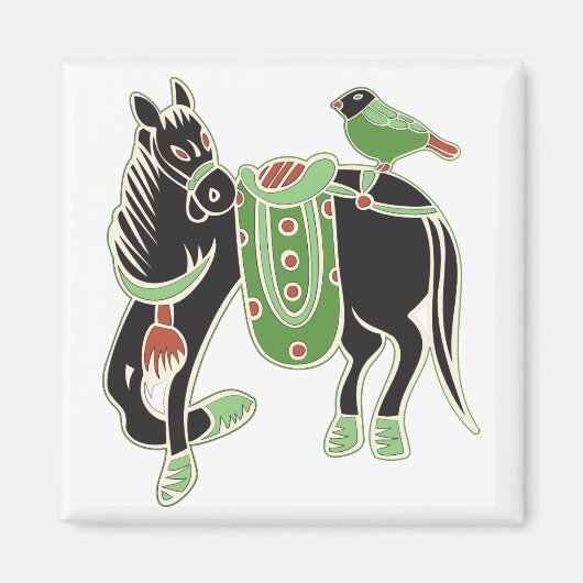 麻雀の馬マグネット マグネット (正面)