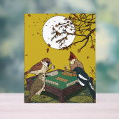 麻雀の鳥が遊ぶゲーム アクリルサイン (ニュートラル)