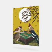 麻雀の鳥が遊ぶゲーム アクリルサイン (傾斜)