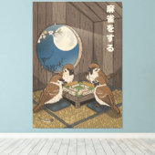 麻雀の鳥が遊ぶゲーム キャンバスプリント (インサイチュ (ウッドフロア))