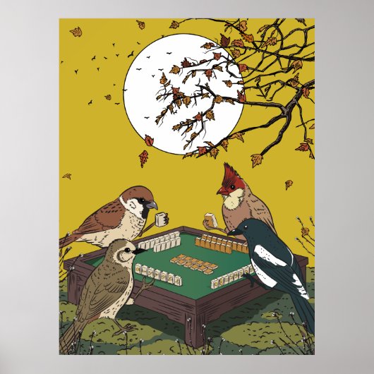 麻雀の鳥が遊ぶゲーム ポスター (正面)