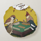 麻雀の鳥が遊ぶゲーム ラウンドクッション (裏面)