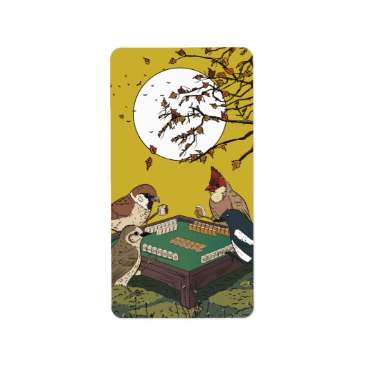 麻雀の鳥が遊ぶゲーム ラベル (正面)