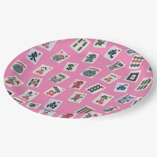 麻雀はピンクのシンボルをタイル ペーパープレート (アングル)