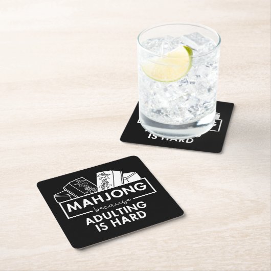 麻雀は姦淫が懸命 |麻雀おもしろい| スクエアペーパーコースター (インサイチュ)