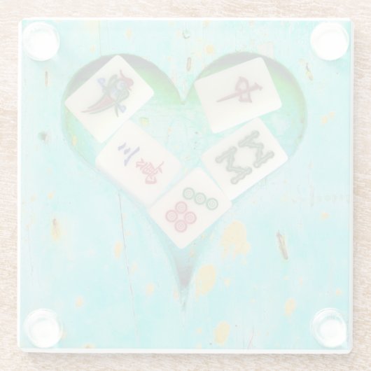 麻雀は私のハート素朴なデザインガラスのコースターを満たす ガラスコースター (裏面)