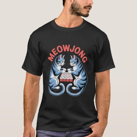 麻雀をする面白い猫、ミャオジャン Tシャツ (正面)