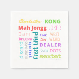 麻雀をテーマにしたナプキンで、アメリカの麻雀が登場 スタンダードカクテルナプキン