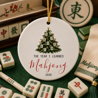 麻雀を覚えた最初の年のクリスマス セラミックオーナメント
