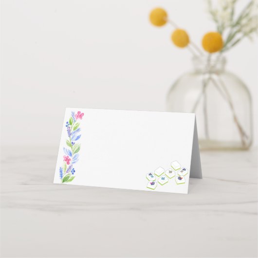 麻雀ウォーターカラーフラワープレイス折り畳み座席表 プレイスカード (正面)