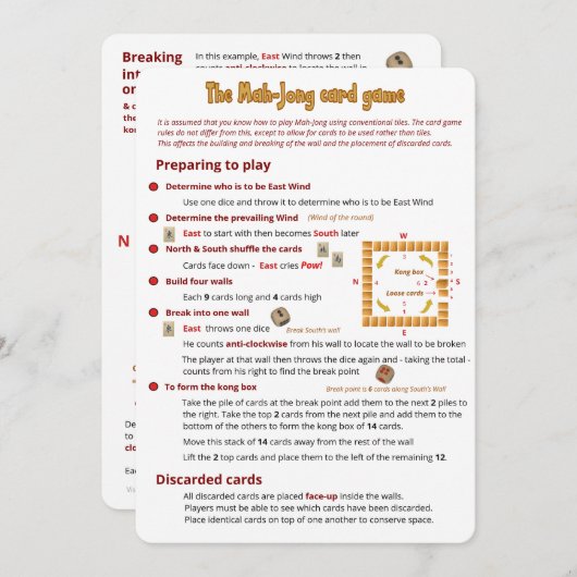 麻雀カードゲーム – 相違点 招待状 (正面/裏面)