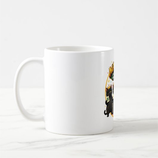 麻雀クイーンズクラブ かわいい黒猫たち コーヒーマグカップ (左)