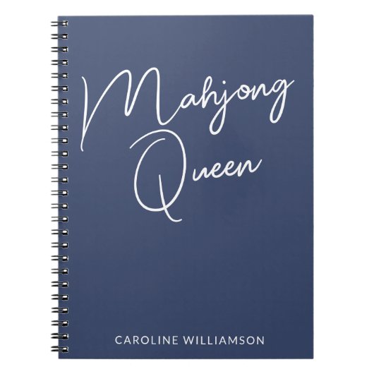麻雀クイーン名パーソナライズされたネイビーブルー ノートブック (正面)