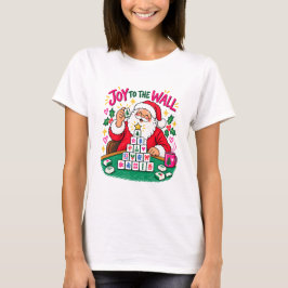 麻雀クリスマスTシャツ サンタ 喜びのクリスマス ピンク Tシャツ