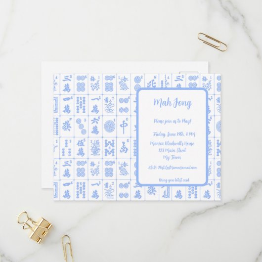 麻雀ゲーム招待状はがき インビテーションポストカード (正面/裏面インサイチュ)
